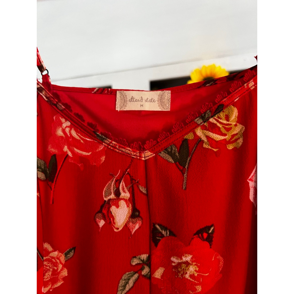 Women's Altar’d State Red Floral Dress M - Picture 3 of 7